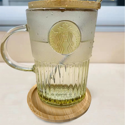 Los prácticos de costa de bambú de 6 paquetes los 9cm alrededor forman el laser Logo Bar Home Cup Coasters