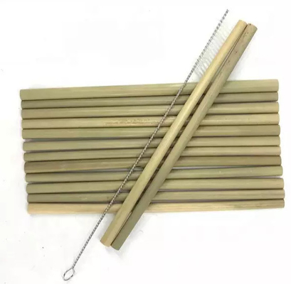Paja recta reutilizable de bambú biodegradable natural de encargo de la paja los 20cm con el cepillo