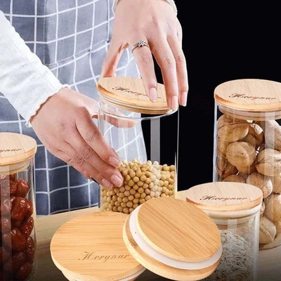 La vela del tarro de Ring Bamboo Jar Lid Storage del silicio sacude las tapas herméticas de bambú