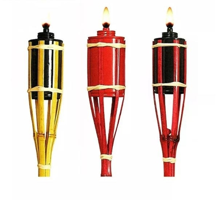 Botes de bambú del aceite del metal de la decoración el 115cm Tiki Torches With Flickering Flame del jardín