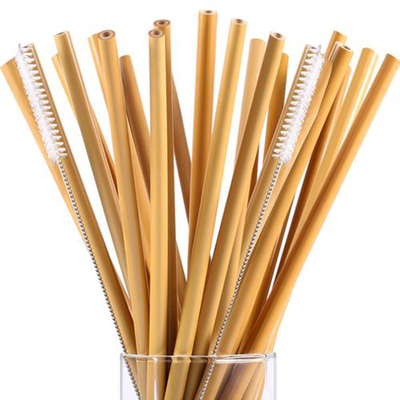 Sulas de bebidas de bambú natural reutilizables duraderas desechables y biodegradables incluye cepillo de limpieza