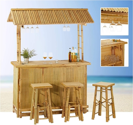 Bar al aire libre en el patio del Tiki Bar, juego de bambú, Tiki Bar Islander