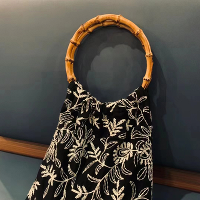 Manija de bolso de bambú redondo y medio redondo con raíz de bambú para bolso de mujer