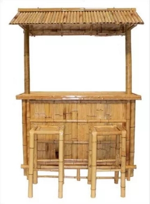 Conjunto de barras de tiki de bambú con techo de bambú para patio trasero y jardín Muebles de bar para entretenimiento al aire libre